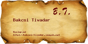 Bakcsi Tivadar névjegykártya